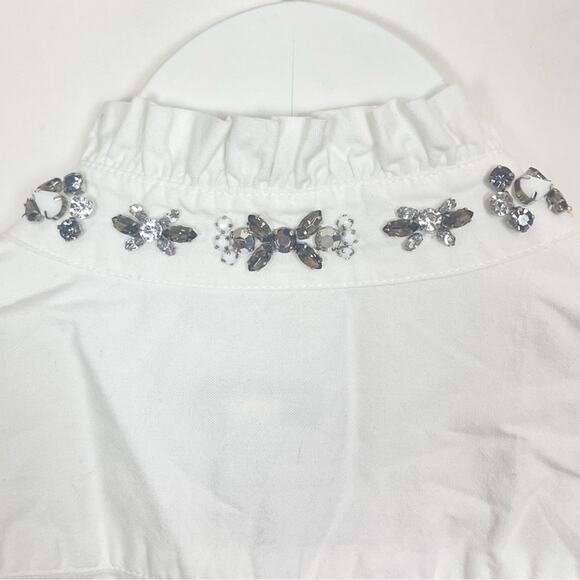 J. Crew White Ruffled Rhinestone Top - Picture 10 of 11